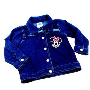 Minnie Mouse Disney Baby Top Size 18m Girls Snap buttons Blue Collared
